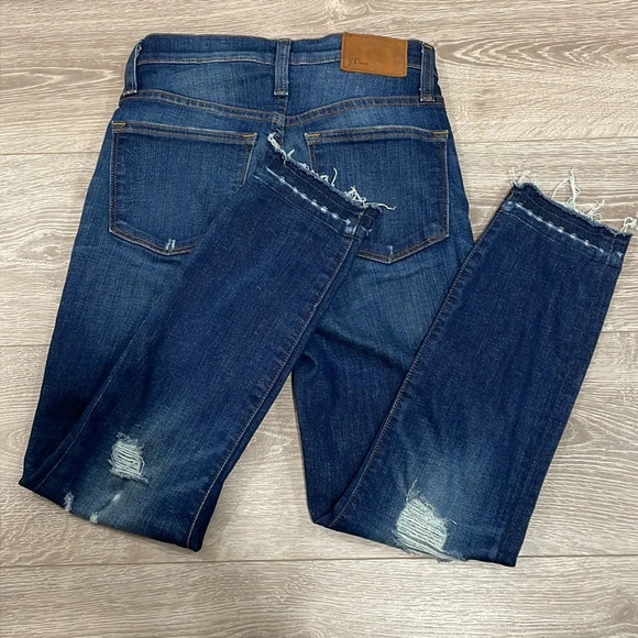 J. Crew Lookout High Rise Skinny Patch Distressed Hem Denim Jeans 25 - Picture 15 of 16